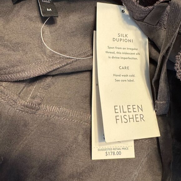 Eileen Fisher‎ Silk Lace Trim Camisole Top Womens Size M NEW Gray Retail $178 - Picture 5 of 8